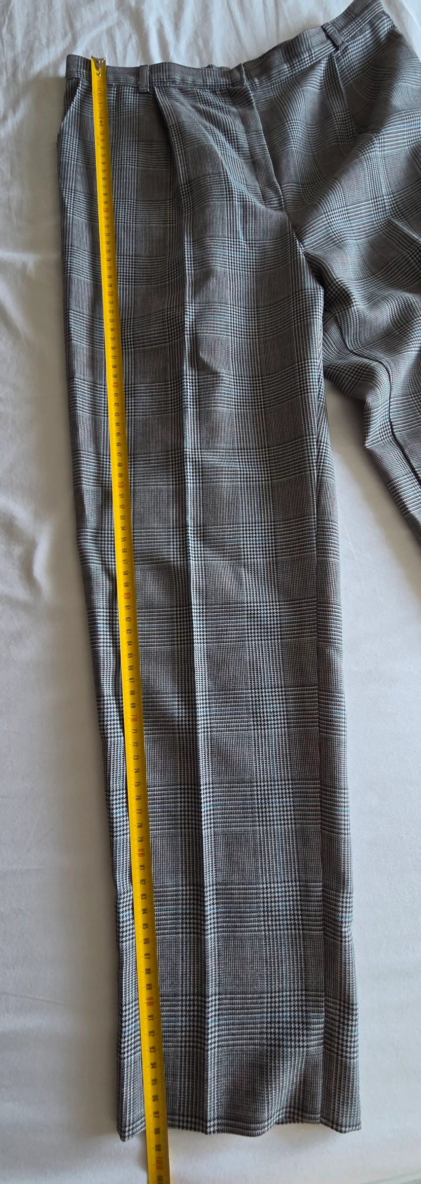 Pantalón de pinzas príncipe de Gales gris talle alto 38 M pantalón tailleur vintage – photo 10